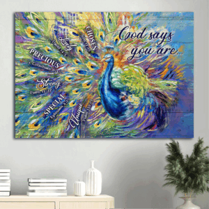 Blue Peacock Jesus Landscape Poster: Bible Verses  Poster Home Decor Gift Home Decor Gift for Christian