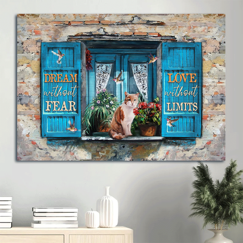 Jesus Landscape Poster Home Decor Gift – Christian Wall Art with Blue Window Cat Drawing and Pretty Flower Poster Home Decor Gift – Dream Without Fear Jesus Landscape Poster Home Decor Gift – Christian Wall Art with Blue Window Cat Drawing and Pretty Flower Poster Home Decor Gift – Dream Without Fear