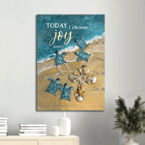 Christian Home Decor Gift: Jesus Portrait Poster with Blue Turtle and Cross Symbol