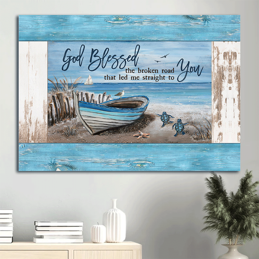 God Blessed the Broken Road Landscape Poster – Sea Turtle Poster Home Decor Gift Print for Christian Home Decor God Blessed the Broken Road Landscape Poster – Sea Turtle Poster Home Decor Gift Print for Christian Home Decor