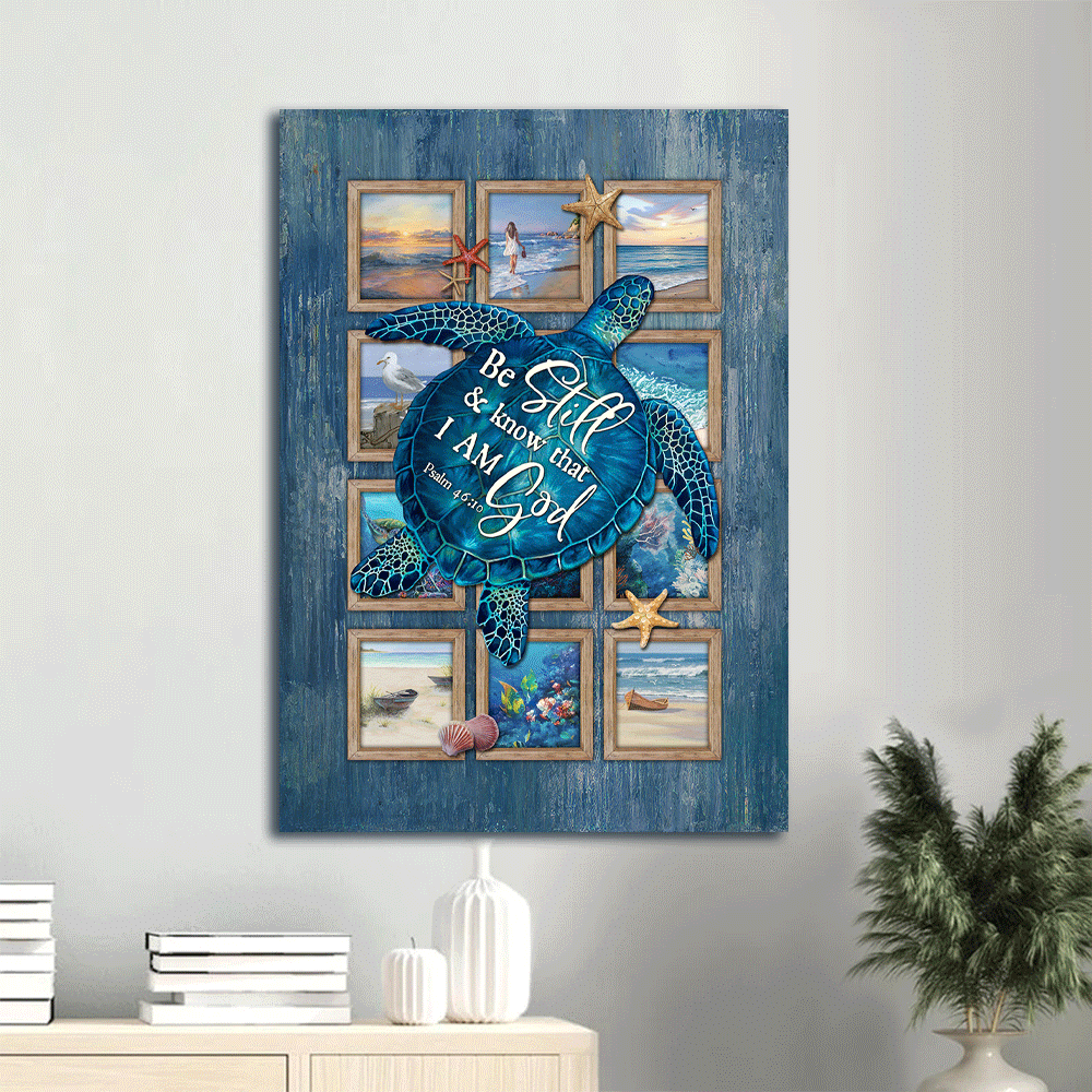 Christian Home Decor Gift: Jesus Portrait Poster with Blue Sea Turtle and Colorful Starfish – Be Still and Know Wall Art Christian Home Decor Gift: Jesus Portrait Poster with Blue Sea Turtle and Colorful Starfish – Be Still and Know Wall Art