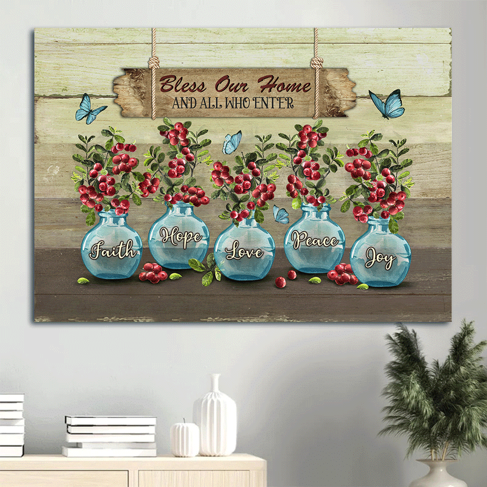 Christian Home Decor Gift: Jesus Landscape Poster with Blue Vase and Butterfly Poster Home Decor Gift – Bless Our Home Wall Art Christian Home Decor Gift: Jesus Landscape Poster with Blue Vase and Butterfly Poster Home Decor Gift – Bless Our Home Wall Art