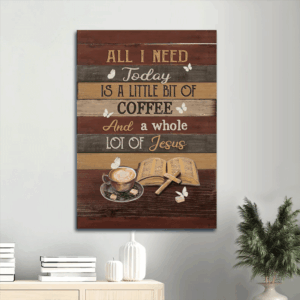 Christian Home Decor Gift: Jesus Portrait Poster with Coffee Cup Cross Butterfly  Poster Home Decor Gift - Wall Art Print