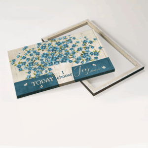 Christian Landscape Poster Home Decor Gift - Blue Flax Flower Painting with White Butterfly - Today I Choose Joy 1
