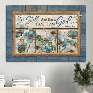 Christian Home Decor: Jesus & Dragonfly Landscape Posters - Blue Flower Garden Gifts