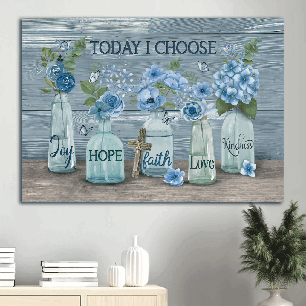 Christian Home Decor Gift – Jesus Landscape Poster with Blue Flower Garden and Crystal Vase Christian Home Decor Gift – Jesus Landscape Poster with Blue Flower Garden and Crystal Vase