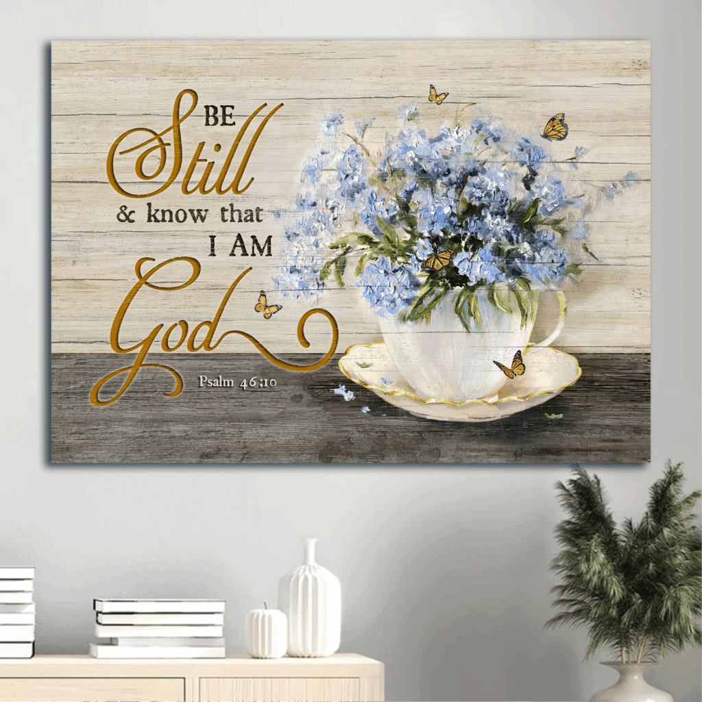 Christian Home Decor Gift: Jesus Landscape Poster with Blue Flower Painting and Monarch Butterfly – Abstract Art Christian Home Decor Gift: Jesus Landscape Poster with Blue Flower Painting and Monarch Butterfly – Abstract Art