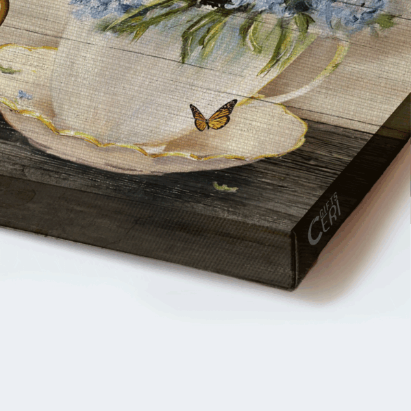Christian Home Decor Gift: Jesus Landscape Poster with Blue Flower Painting and Monarch Butterfly – Abstract Art