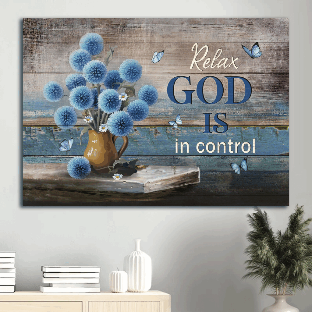 God is in Control Jesus Landscape Poster – Blue Flowers Abstract Butterfly Vintage Painting – Christian Home Decor Gift God is in Control Jesus Landscape Poster – Blue Flowers Abstract Butterfly Vintage Painting – Christian Home Decor Gift