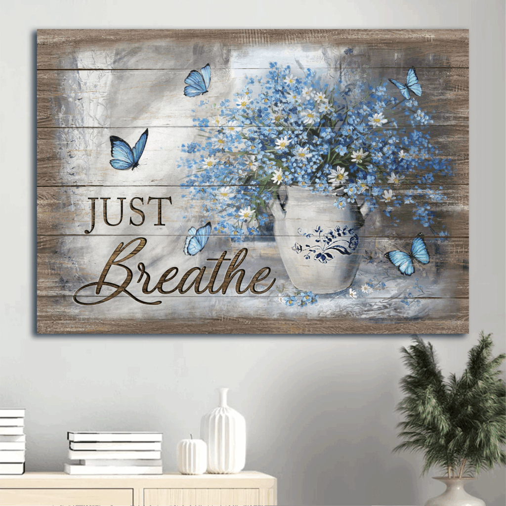 Christian Home Decor Gift: Jesus Landscape Poster with Blue Flower Vase Daisy Drawing and Vintage Painting Christian Home Decor Gift: Jesus Landscape Poster with Blue Flower Vase Daisy Drawing and Vintage Painting