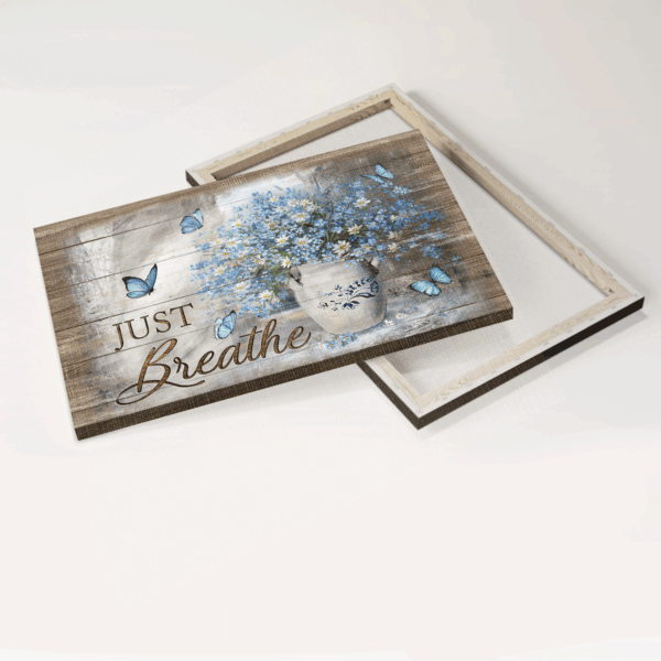 Christian Home Decor Gift: Jesus Landscape Poster with Blue Flower Vase Daisy Drawing and Vintage Painting