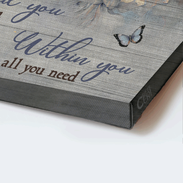 Vintage Christian Landscape Poster – Blue Butterfly & White Flower  Poster Home Decor Gift Gift