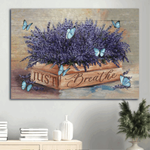 Jesus Landscape Poster Home Decor Gift - Blue Butterfly Lavender Painting Abstract Art Inspirational Quote - Gift for Christian