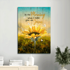 Jesus Portrait Poster Home Decor Gift - Christian Wall Art with Sunflower and Butterfly  Poster Home Decor Gift Print