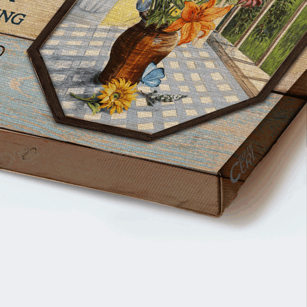 Christian Gift: Jesus Landscape Canvas with Blue Butterflies and Flower Vase – Inspirational Wall Art
