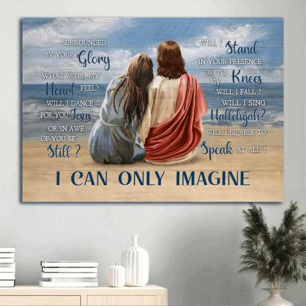 Jesus Beach Landscape Poster – Ocean View  Poster Home Decor Gift Gift for Christian Home Decor – Christian Wall Art Print