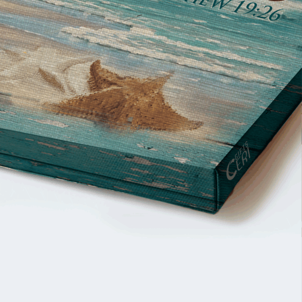 Jesus Landscape Poster: Blue Beach Painting Home Decor Gift for Christian – With God All Things Are Possible – Christian Wall Art Prints