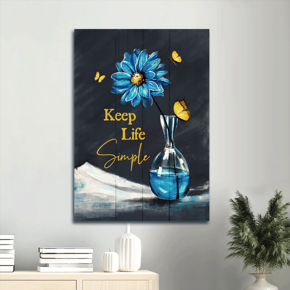 Christian Home Decor Gift: Jesus Portrait Poster with Blue Daisy Drawing and Yellow Butterfly – Still Life Painting Poster Home Decor Gift for Christian Wall Art Christian Home Decor Gift: Jesus Portrait Poster with Blue Daisy Drawing and Yellow Butterfly – Still Life Painting Poster Home Decor Gift for Christian Wall Art