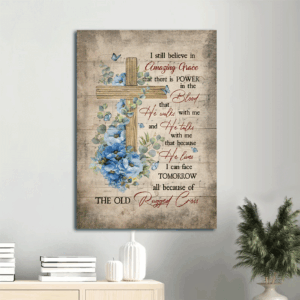 Beautiful Jesus Portrait Poster- Blue Camellia Christian Gift- Amazing Grace Home Decor Wall Art