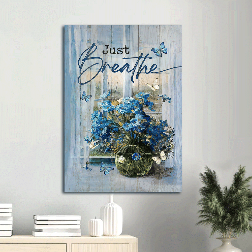 Christian Home Decor Gift Set – Jesus Portrait Poster with Blue Daisy Glass Vase Butterfly Window Scarf Just Breathe Poster Home Decor Gift Christian Home Decor Gift Set – Jesus Portrait Poster with Blue Daisy Glass Vase Butterfly Window Scarf Just Breathe Poster Home Decor Gift