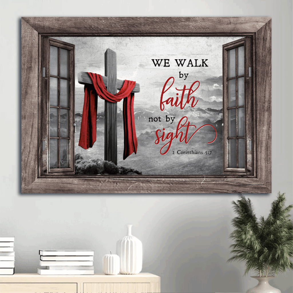 Jesus Landscape Poster Home Decor Gift – Black and White Painting with Wooden Cross and Red Cloth – Christian Wall Art Print Jesus Landscape Poster Home Decor Gift – Black and White Painting with Wooden Cross and Red Cloth – Christian Wall Art Print