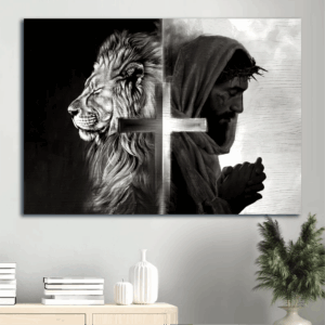 Christian Lion of Judah Landscape Poster - Black & White Painting for Home Decor Pray for Healing Gift - Christian Wall Art Prints