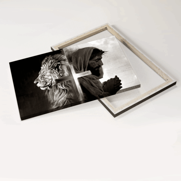 Christian Lion of Judah Landscape Poster – Black & White Painting for Home Decor Pray for Healing Gift – Christian Wall Art Prints
