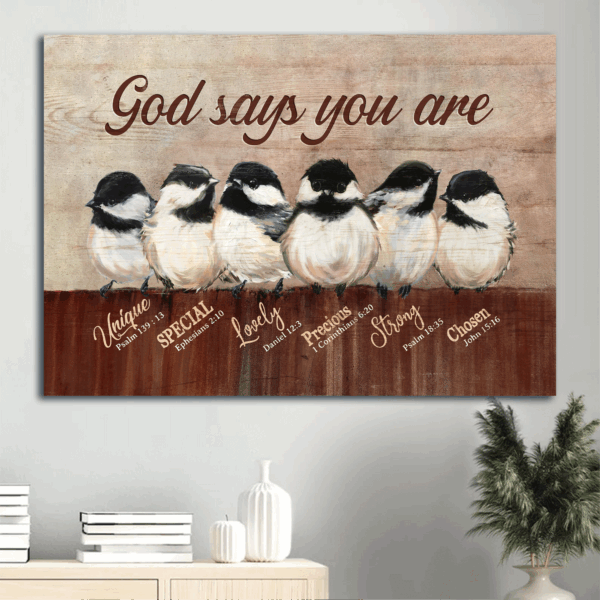 Christian Home Decor Gift: Jesus Landscape Poster with Black-capped Chickadee  Poster Home Decor Gift