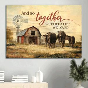 Jesus Landscape Poster Home Decor Gift - Christian Wall Art with Beautiful Sunset and Old Farm - Gift for Christian Couples