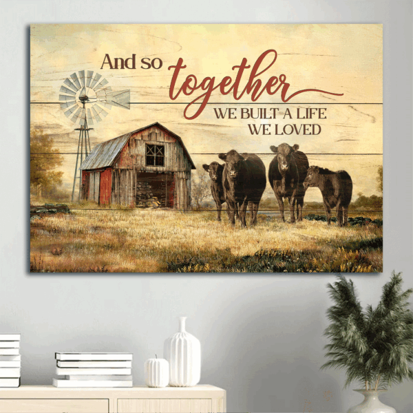 Jesus Landscape Poster Home Decor Gift – Christian Wall Art with Beautiful Sunset and Old Farm – Gift for Christian Couples