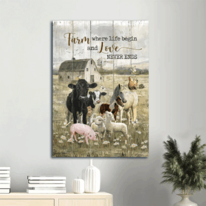 Christian Farm Animal Jesus Portrait Poster Home Decor Gift - Peaceful Black Cow Print Christian Wall Art
