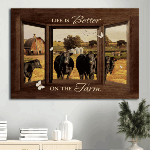Jesus Landscape Poster: Black Cow & Rice Field Farm Drawing - Christian Wall Art Gift