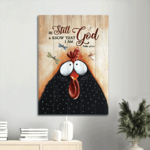 Jesus Portrait Poster Home Decor Gift - Black Chicken Dragonfly Drawing Bible Verse  Poster Home Decor Gift - Gift for Christian - Be Still and Know That I Am God - Wall Art