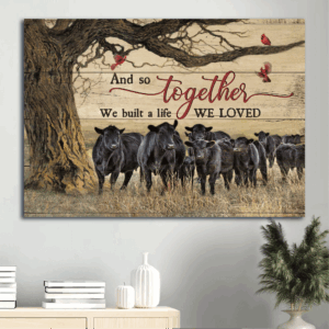Jesus Landscape Poster Home Decor Gift - Black Cow and Red Cardinal Christian Art Print for Wall Decor