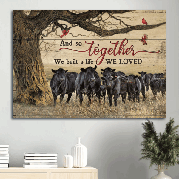 Jesus Landscape Poster Home Decor Gift – Black Cow and Red Cardinal Christian Art Print for Wall Decor