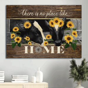 Jesus Landscape Poster Home Decor Gift - Christian Wall Art with Black Cow Sunflower Garden and Windmill  Poster Home Decor Gift - No Place Like Home Prints