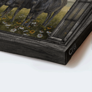 Christian Landscape Poster: Black Cow Green Meadow & Daisy Field Poster Home Decor Gift - Amazing Grace Home Decor Gift 1