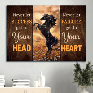Christian Landscape Poster Home Decor Gift - Black Horse Artwork & Daisy Field - Inspirational Wall Art for Success - Christian Gift Prints