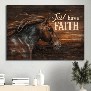 Jesus Landscape Poster Home Decor Gift - Black Horse Dark Orange Sunset Christian Wall Art