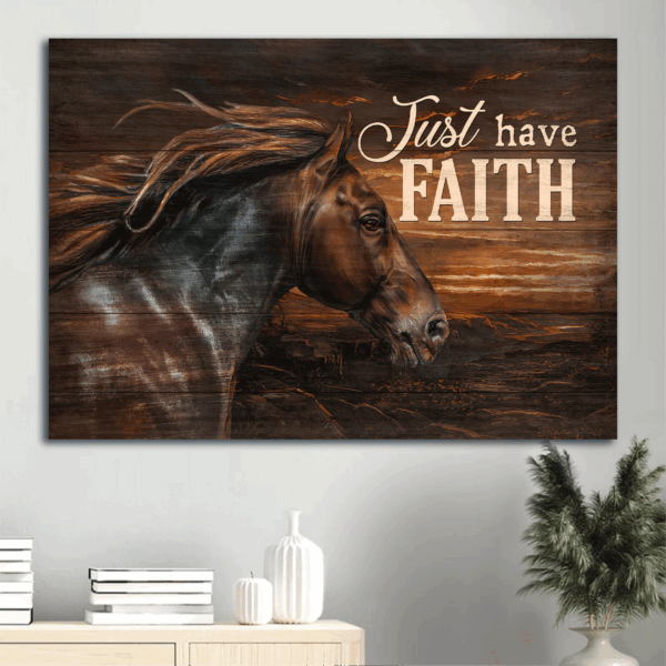 Jesus Landscape Poster Home Decor Gift – Black Horse Dark Orange Sunset Christian Wall Art