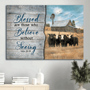 Blessed Christian Gift: Jesus Landscape Poster - Black Cow & Rice Field  Poster Home Decor Gift Print - Wall Art for Home Decor