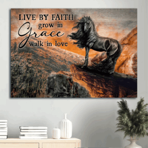 Christian Landscape Poster Home Decor Gift - Black Horse & Volcano  Poster Home Decor Gift - Faith Grace Love - Wall Art Prints