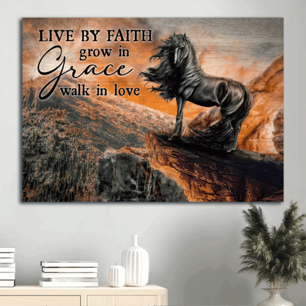 Christian Landscape Poster Home Decor Gift – Black Horse & Volcano  Poster Home Decor Gift – Faith Grace Love – Wall Art Prints