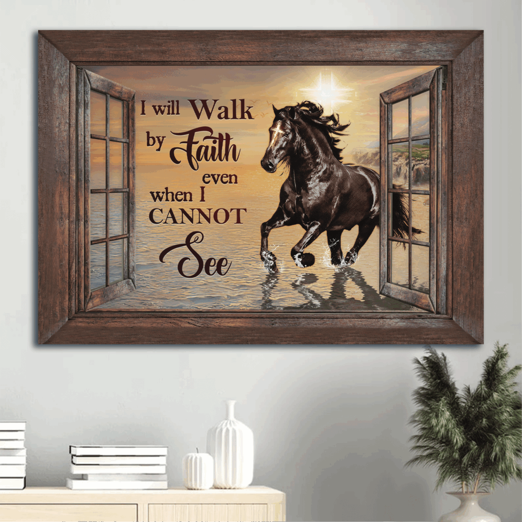Jesus Landscape Poster: Black Horse & Sunset Poster Home Decor Gift Gift for Horse Lover & Christian Wall Art Jesus Landscape Poster: Black Horse & Sunset Poster Home Decor Gift Gift for Horse Lover & Christian Wall Art