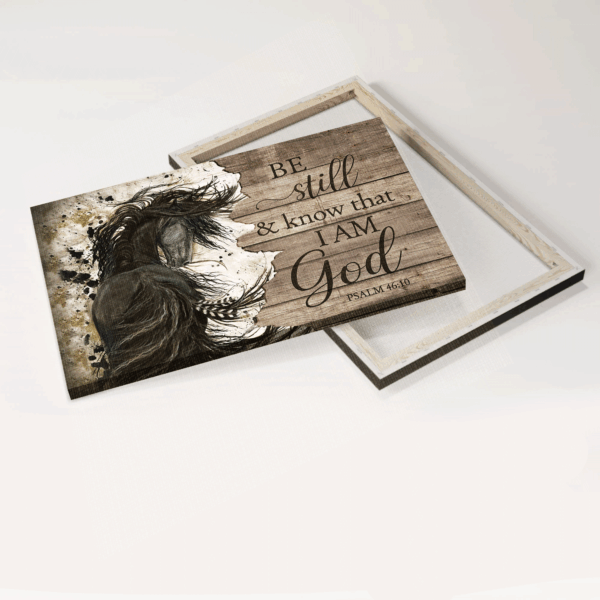 Christian Landscape Poster Gift – Black Horse Jesus Drawing – Be Still and Know – Wall Art
