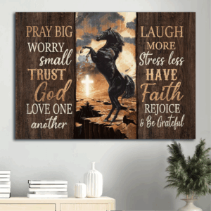 Christian Home Decor Gift: Jesus Landscape Poster with Black Horse Painting
