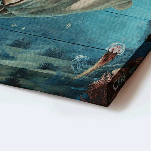 Jesus Landscape Poster – Big Sea Turtle & Ocean Painting Home Decor Gift for Christian – Choose Happiness Today