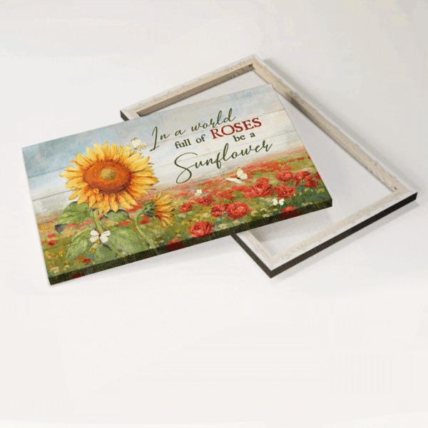 Christian Home Decor Gift: Jesus Landscape Poster with Sunflower and Red Rose Field