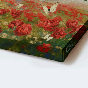 Christian Home Decor Gift: Jesus Landscape Poster with Sunflower and Red Rose Field 1