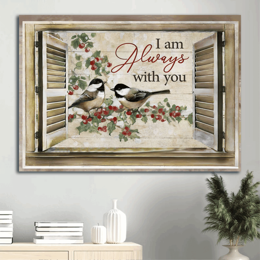 Christian Home Decor Gift: Jesus Landscape Poster with Bird Couple & Inspirational Quote Christian Home Decor Gift: Jesus Landscape Poster with Bird Couple & Inspirational Quote